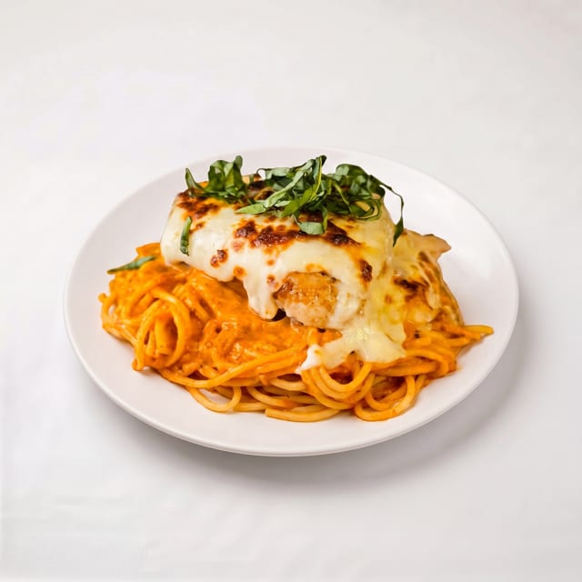 Parmesan Crusted Chicken Pasta.