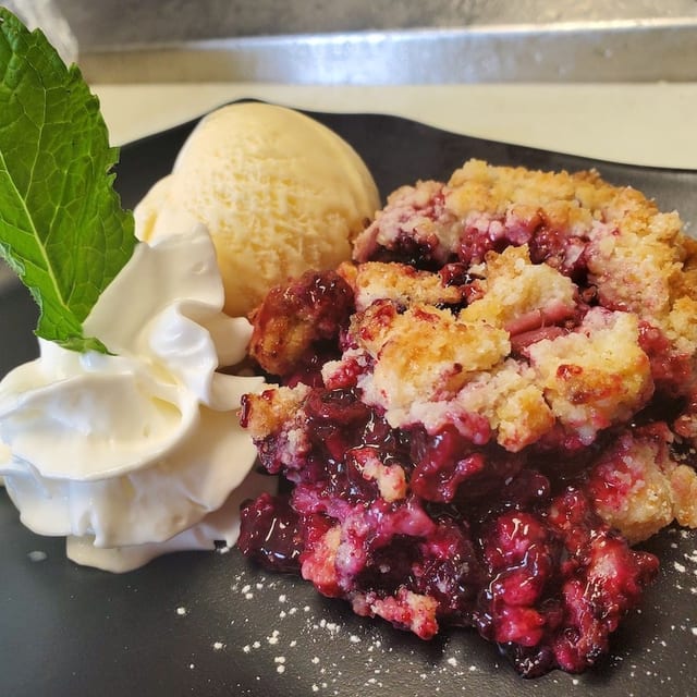 Warm Blueberry Crumble.