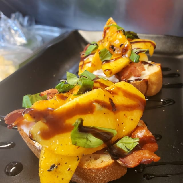 Grilled Fresh Peach Crostini.