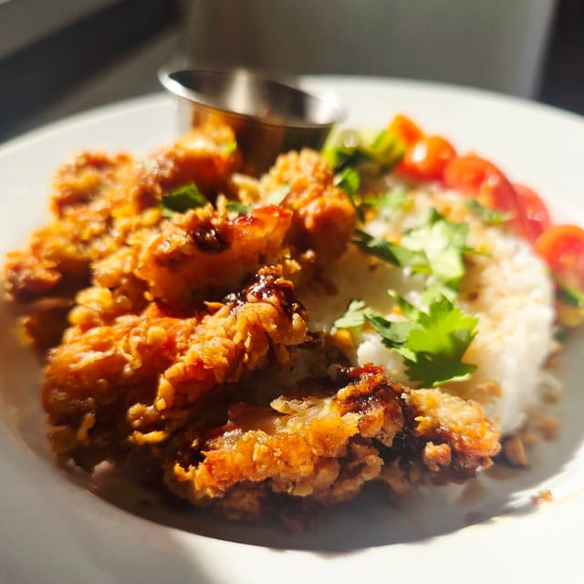 Thai Style Fried Chicken Dinner.