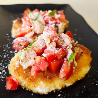 Fried Mozzarella Crab meat Bruschetta